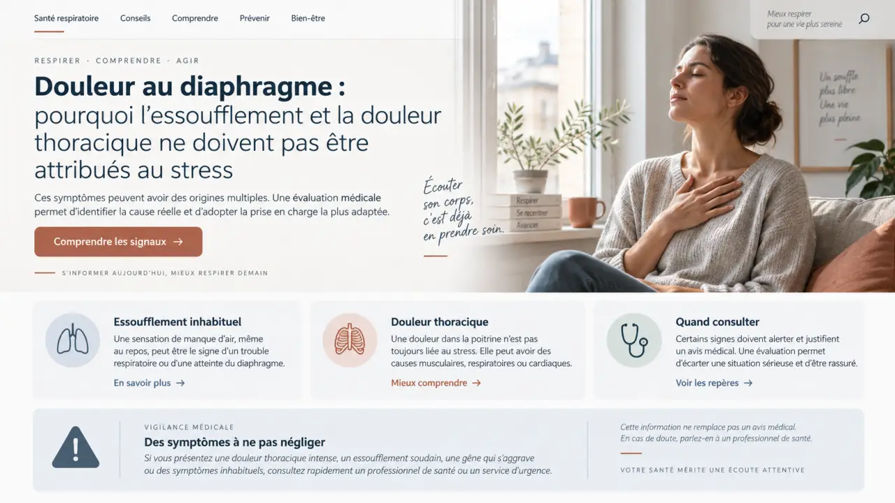 Douleur au diaphragme : pourquoi l’essoufflement et la douleur thoracique ne doivent pas être attribués au stress