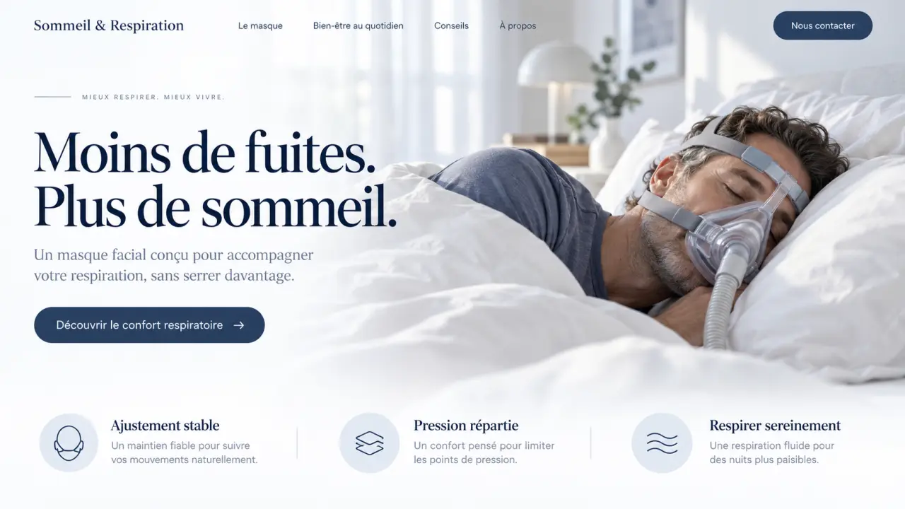 Masque facial pour l’apnée du sommeil : moins de fuites, sans serrer davantage