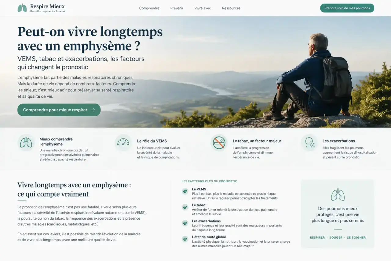 Peut-on vivre longtemps avec un emphysème ? VEMS, tabac et exacerbations, les facteurs qui changent le pronostic