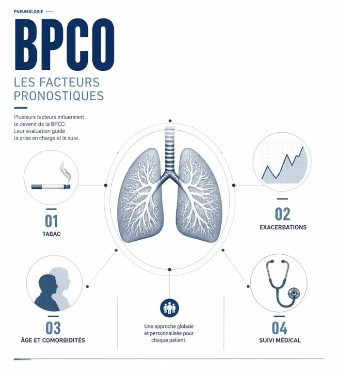 Infographie des facteurs influençant l'espérance de vie en cas de BPCO